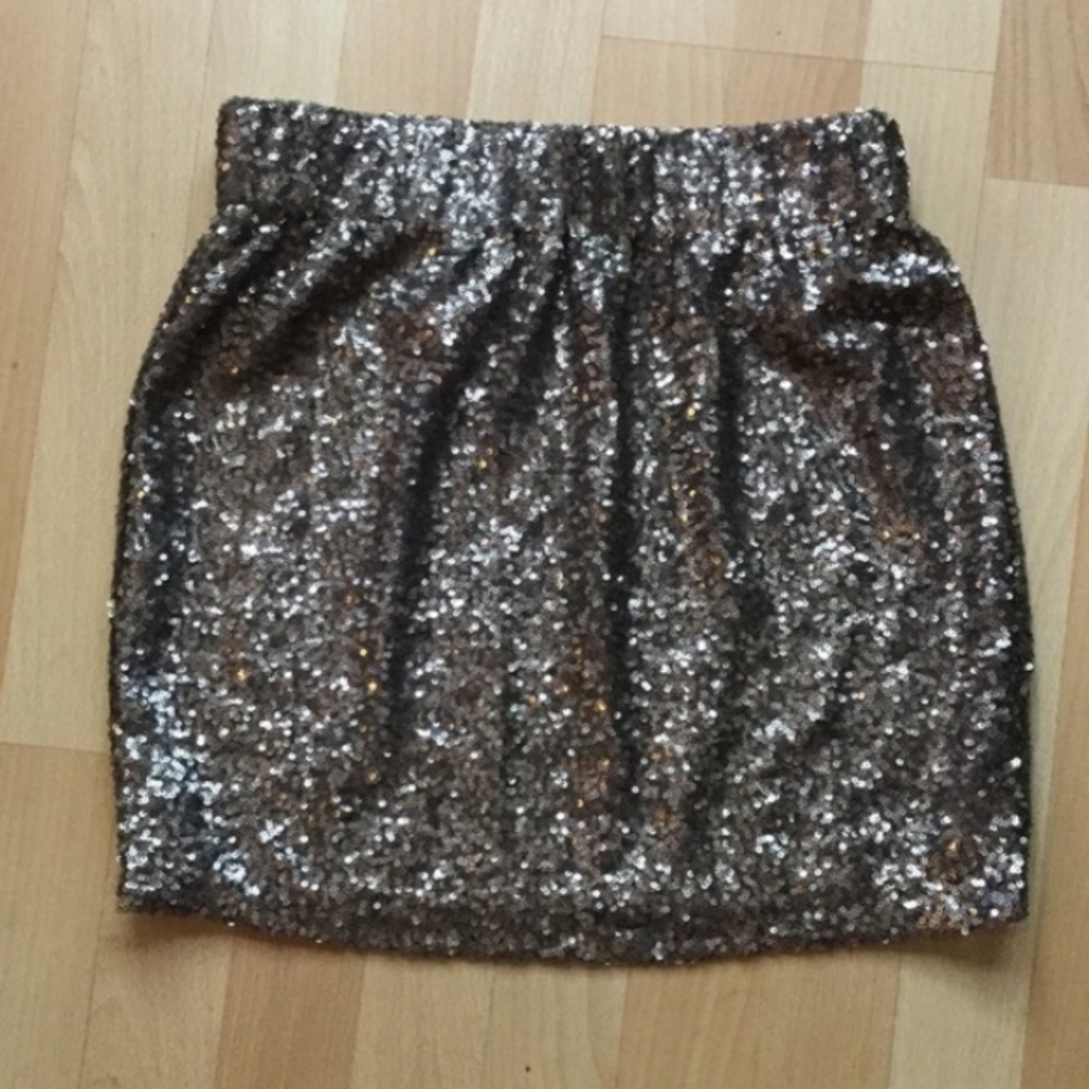 Lovers + Friends Sequin Gold Mini Skirt | Party Holiday New Years | S